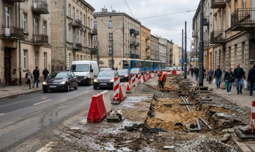 Utrudnienia w ruchu przy ul. Hipotecznej i Srebrnej w Łodzi ze względu na prace drogowe